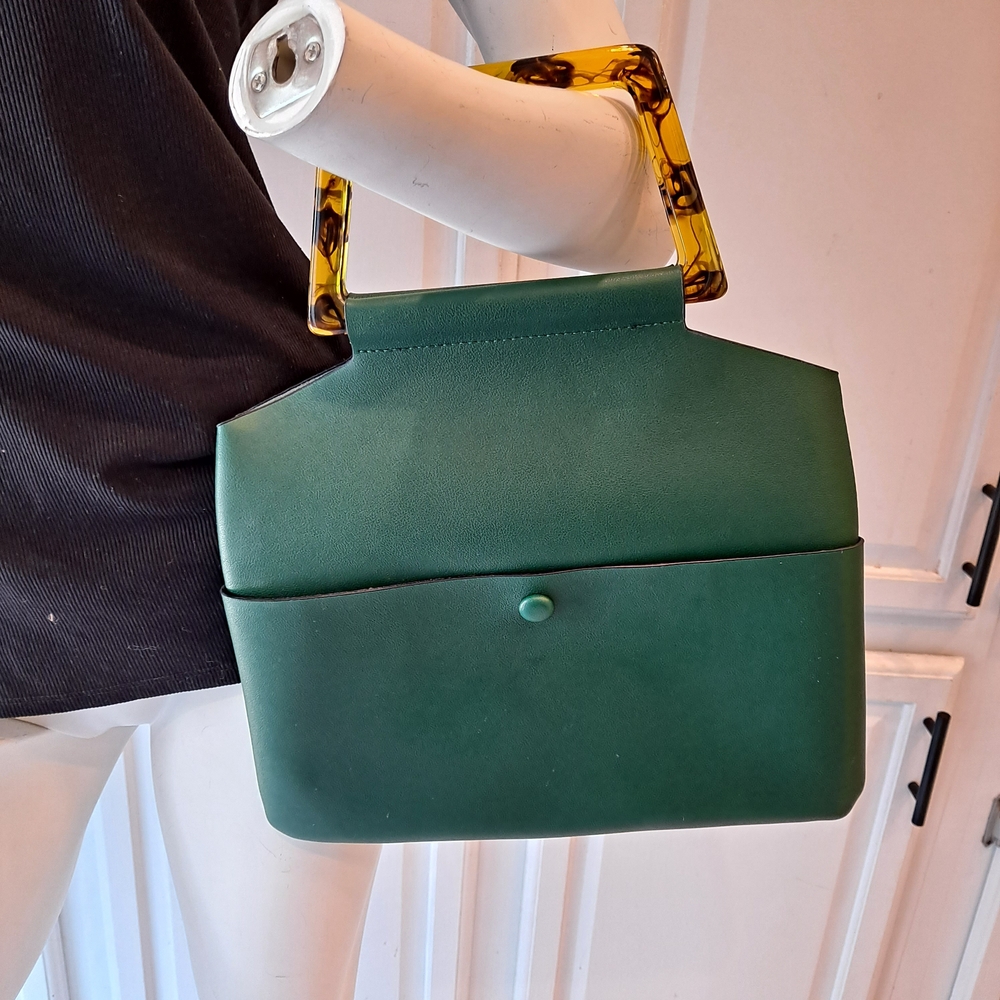 Topshop Emerald Satchel with Tortoise Handle